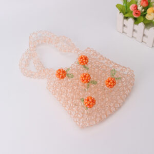 Fashionable acrylic orange bubble bead string handbag
